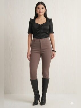 NWT Gorgeous TRUTH Ash Browm High Waisted Zip Up Jeggins Sz 4